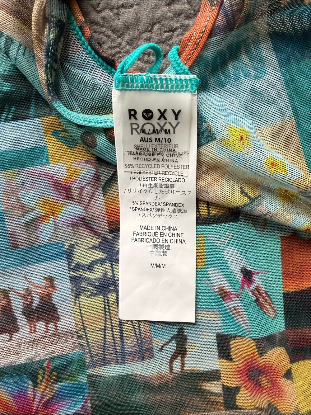 Roxy Tropical Patchwork Maxi Dress with Straps - Turquoise & Multi - Picture 2 of 4